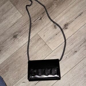 Fake Gucci Black Leather Crossbody Bag